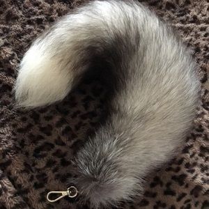 Fox fur tail handbag charm never worn
